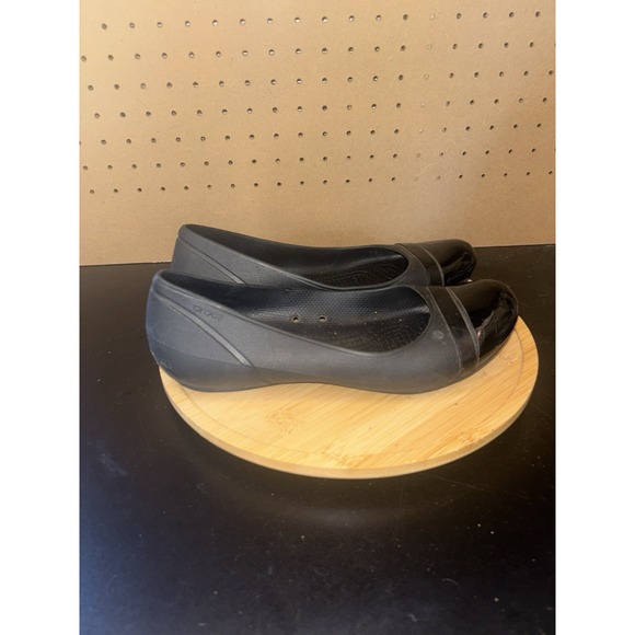 CROCS Shoes - Crocs Womens Brynn Ballet Flats Shoes Black Slip On Strap Round Toe Comfort Sz 9